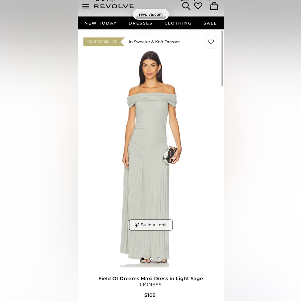 Lioness Off-Shoulder Maxi Dress in Sage Green